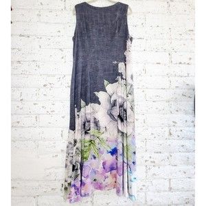 Soft Surroundings Fleuressa Floral Beaded Maxi Dress 100% Rayon Wedding Size XL